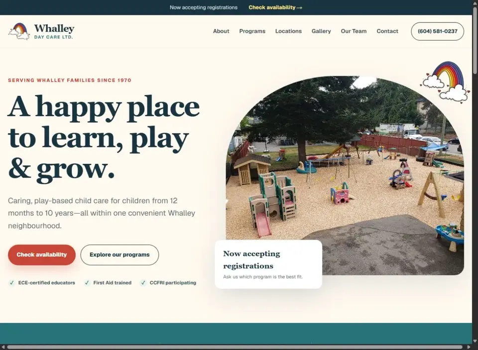 Whalley Daycare home page